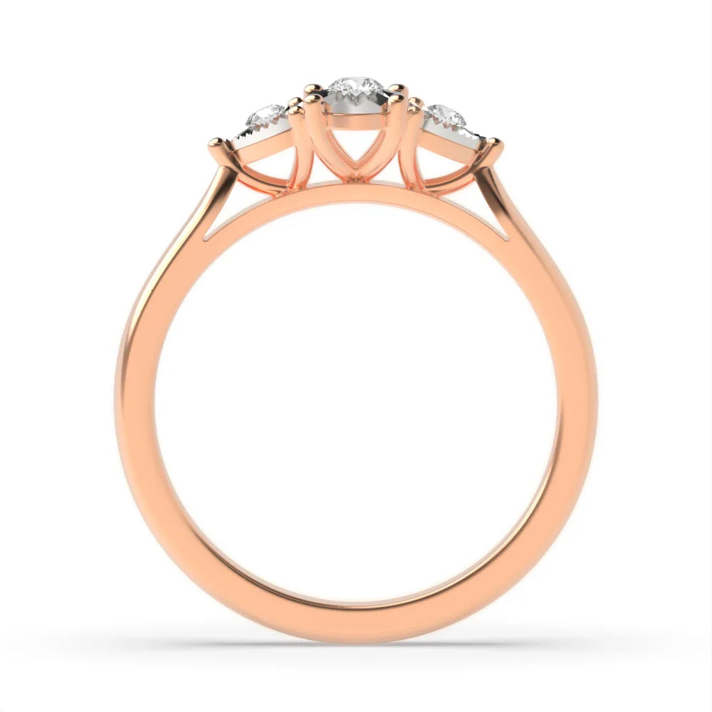 Elodie 4 Prong Round 0.10ct Lab Grown Diamond Illusion Three Stone Engagement Ring